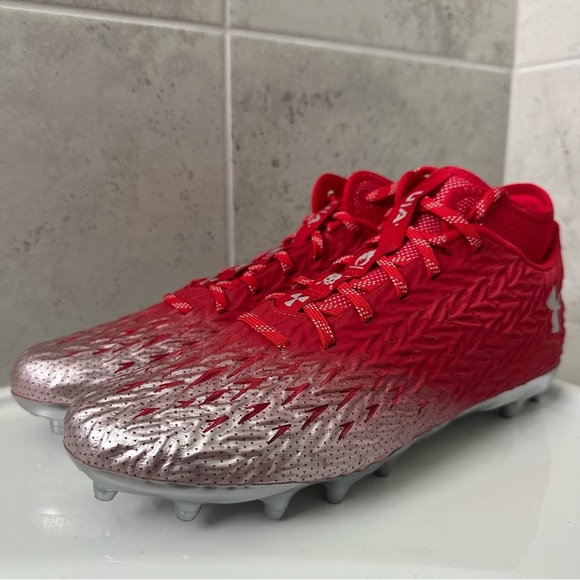 Under Armour Red and Silver Cleats Size 10 Men - Picture 6 of 13